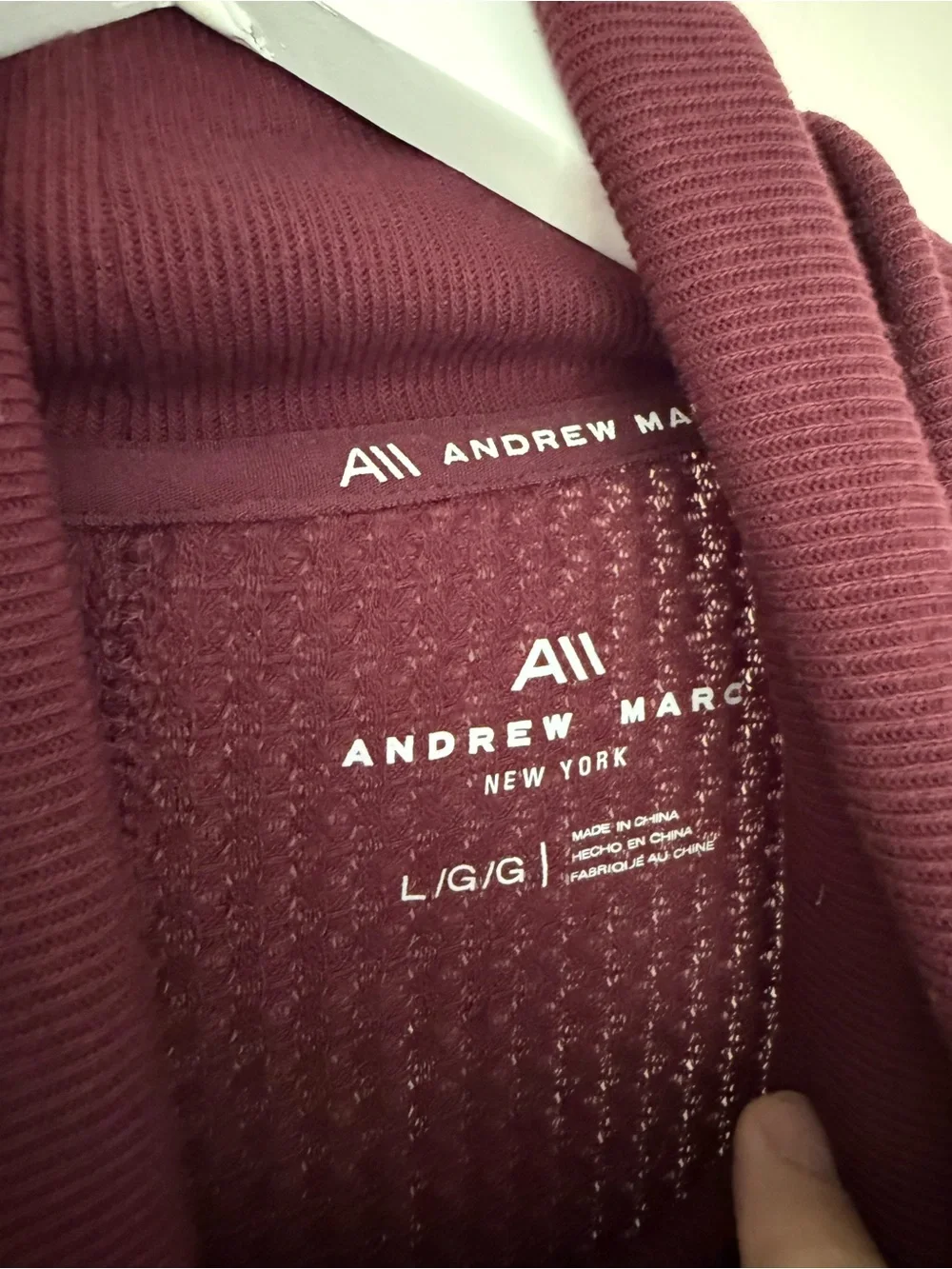 Andrew Marc Sport Women's Brushed Waffle Turtleneck Tunic Dark Red Sweater Large